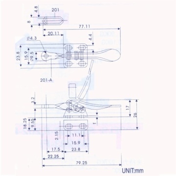 Horizontal handle hold-down clamps